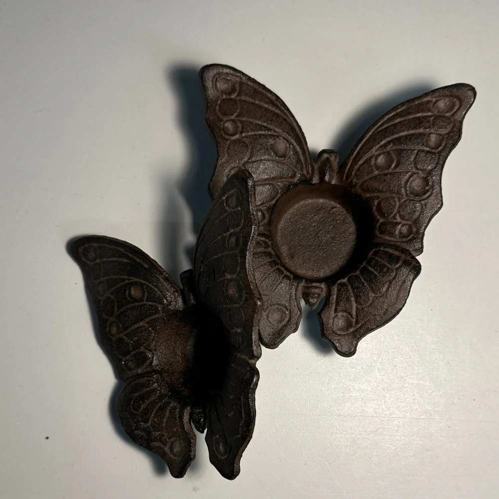 Butterfly Cast Iron candle holders - Brown